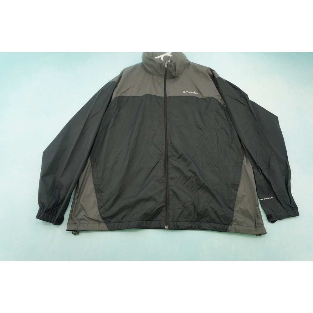 Columbia Omni-Shield Windbreaker Jacket Mens XXL Grey Black Colorblock Full Zip